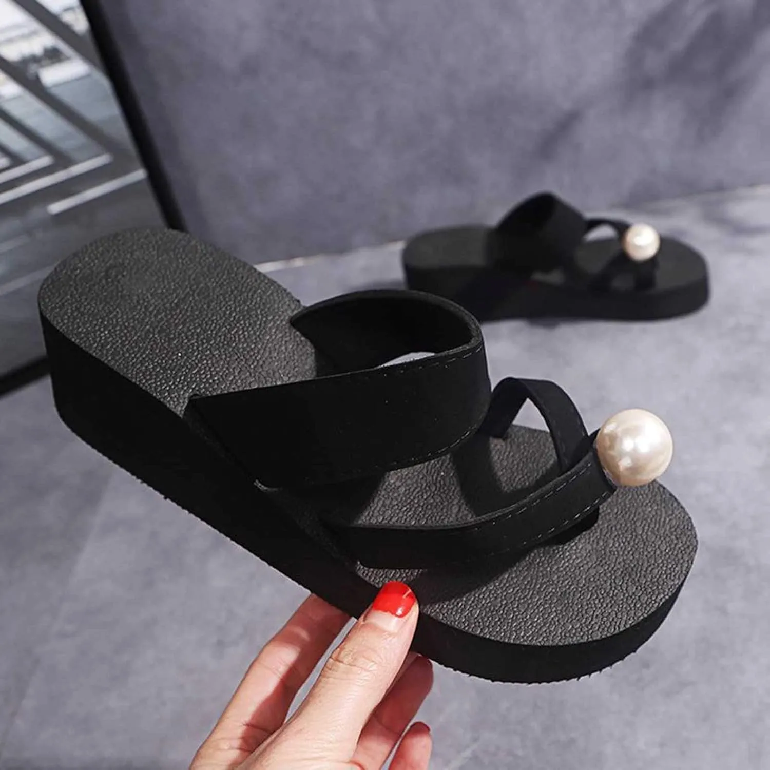 Sandals With Arch Support Slip On Slippers Women's Wedge Fashion Casual Color Flops Diamond Flip Women's slipper