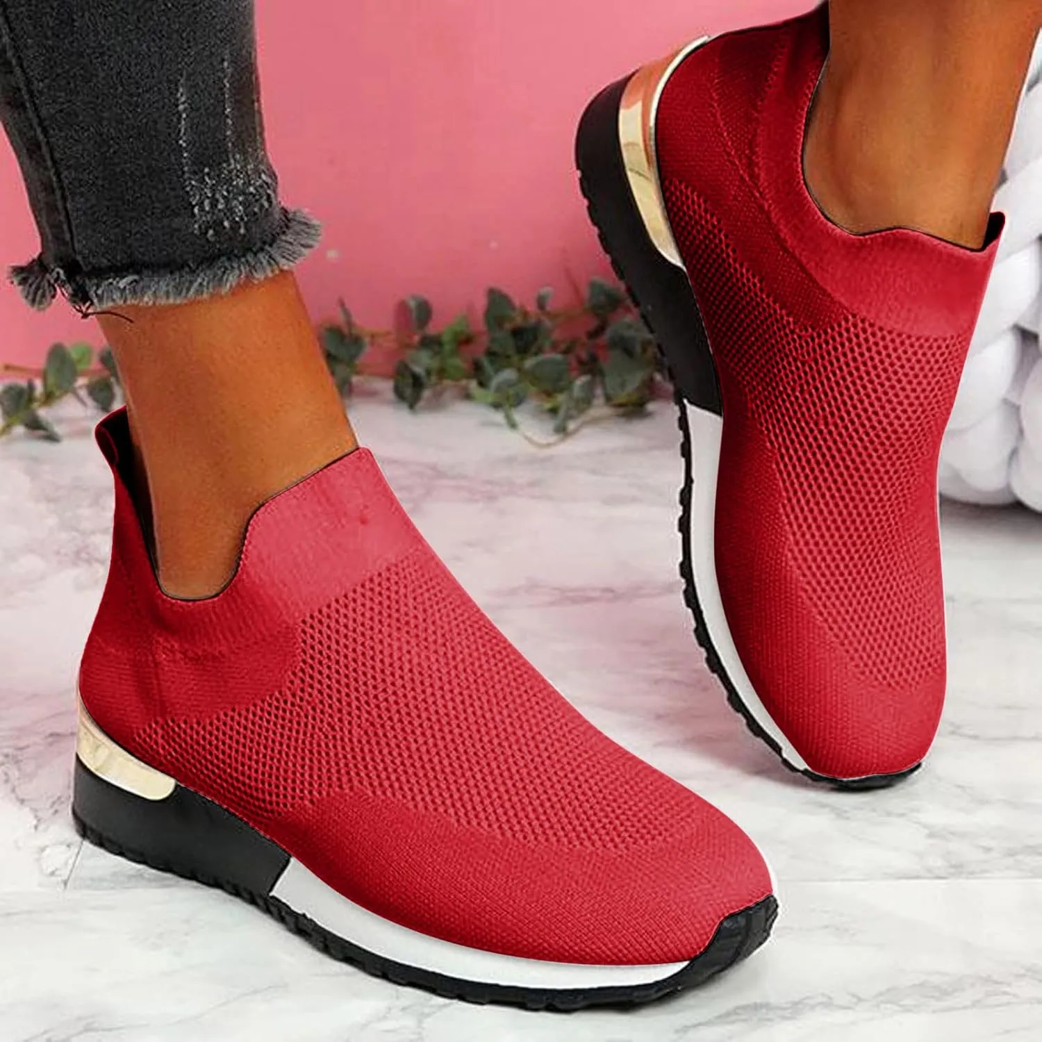 SBGMoSJ Sneakers for Womens Slip On Shoes Women Wide Winter Gym Shoes Women Weightlifting Running Sneakers for Women 2023 Zapato Antiderrapante Mujer