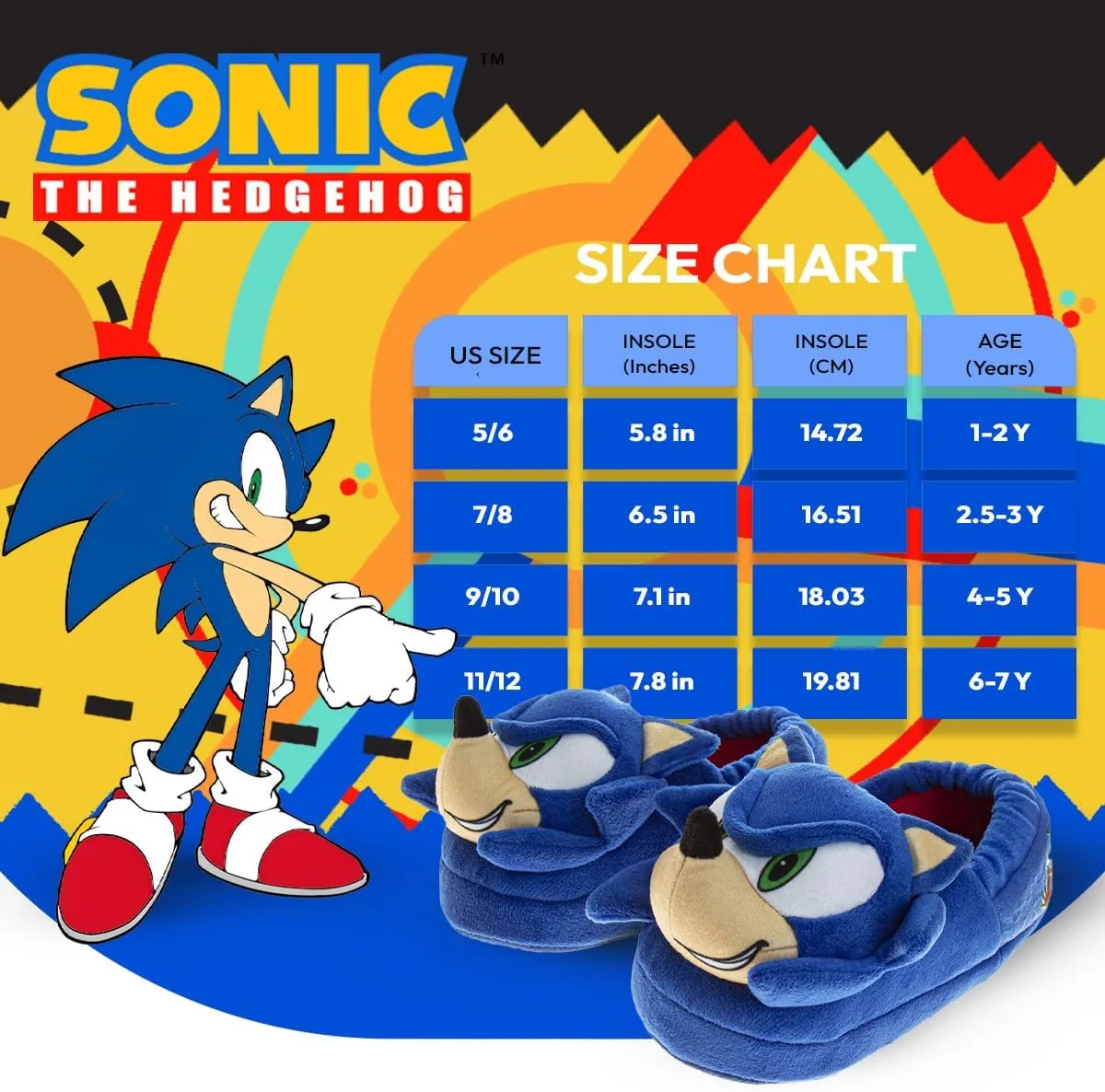 SEGA Sonic the Hedgehog Slippers - Kids House Shoes Lightweight Plush Warm Comfort Soft Aline Slipper (toddlers - little kids)