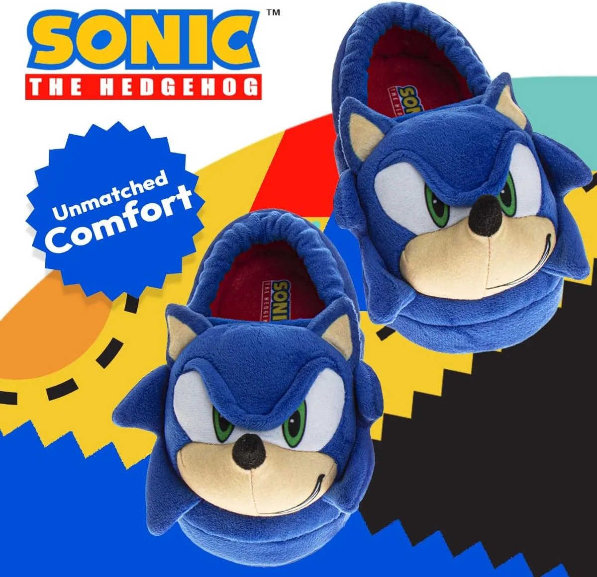 SEGA Sonic the Hedgehog Slippers - Kids House Shoes Lightweight Plush Warm Comfort Soft Aline Slipper (toddlers - little kids)
