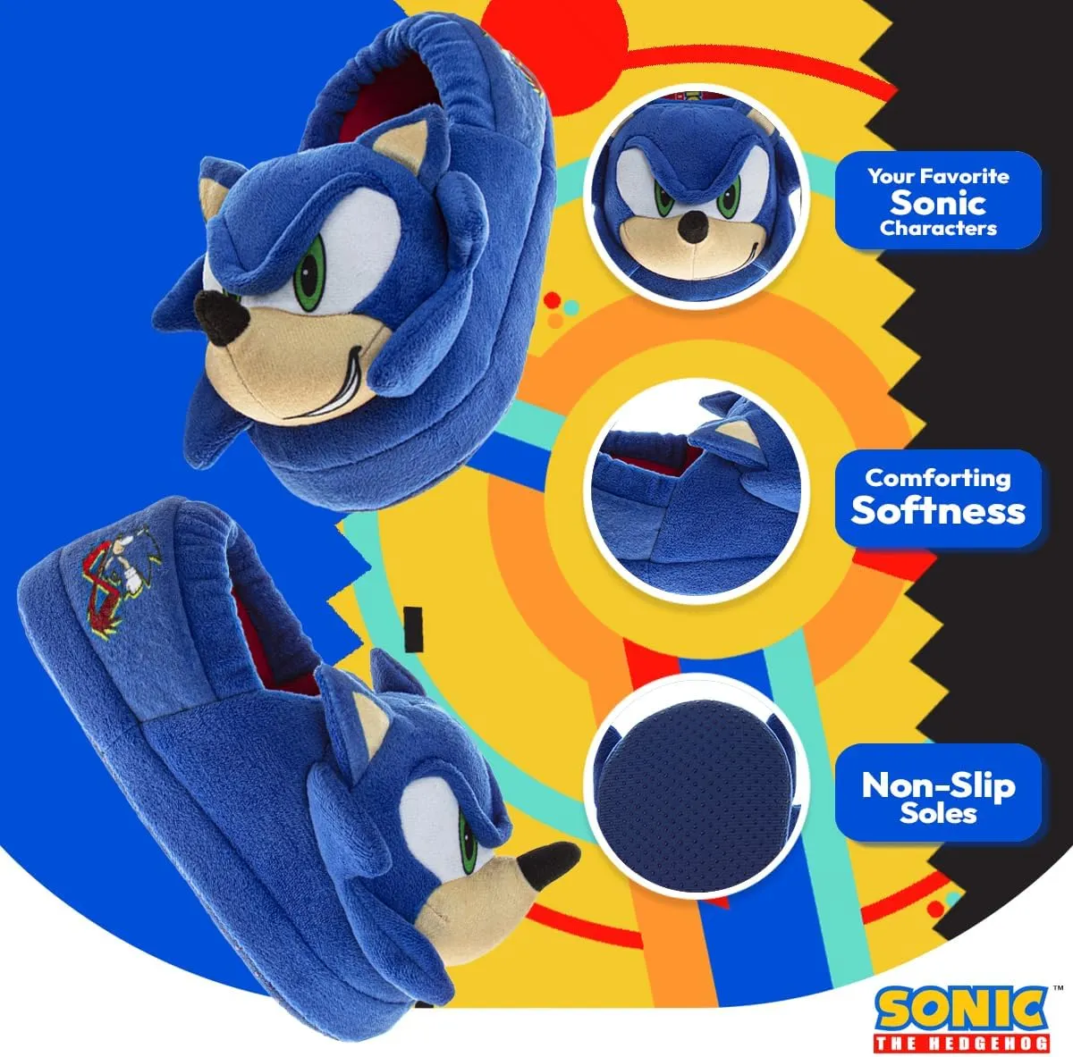 SEGA Sonic the Hedgehog Slippers - Kids House Shoes Lightweight Plush Warm Comfort Soft Aline Slipper (toddlers - little kids)