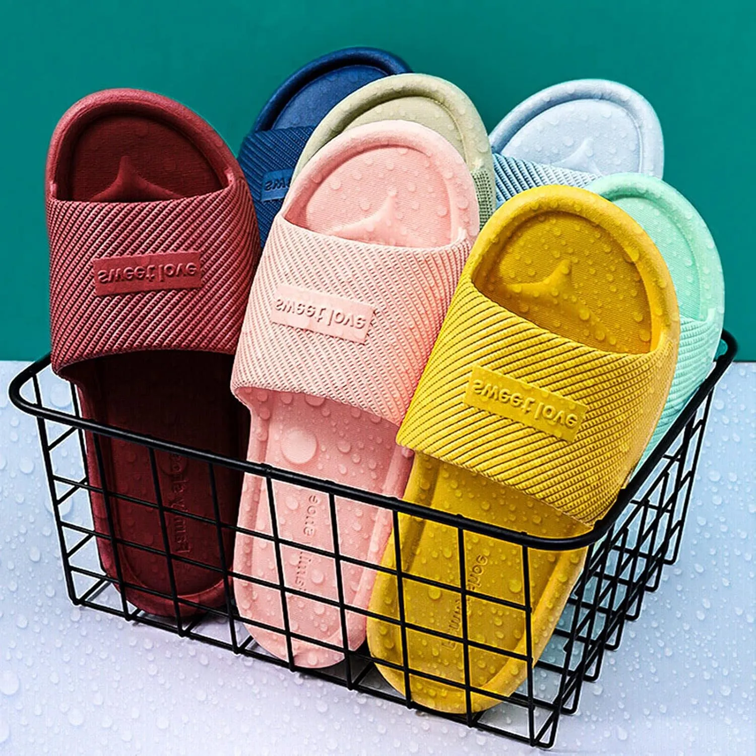 Shower Shoes for Women Open Toe Shower Shoes Bathroom Sandals Memory Foam Slides Shower Slides for Women