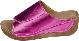 Slippers for Women Comfortable Summer Platform Wedge Slipper Casual Slip On Orthopedic Shoes with Arch Support Breathable Open Toe Sandals Dressy Walking Shoe for Beach