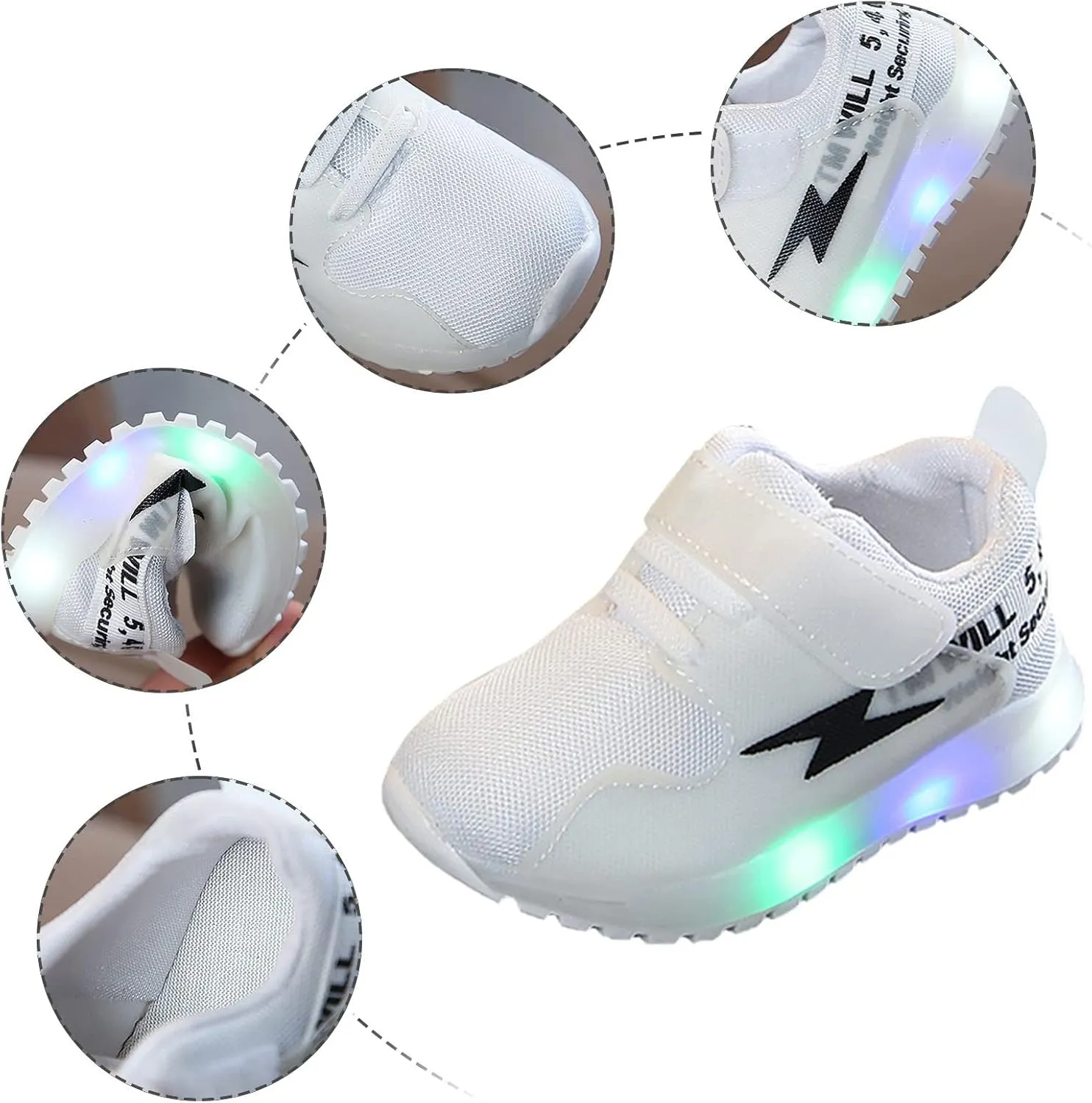 Sneakers for Kids Girls Boys Sneakers for Little Kid LED Light Up Shoes Fizzzy Big Kids LED Running Tennis