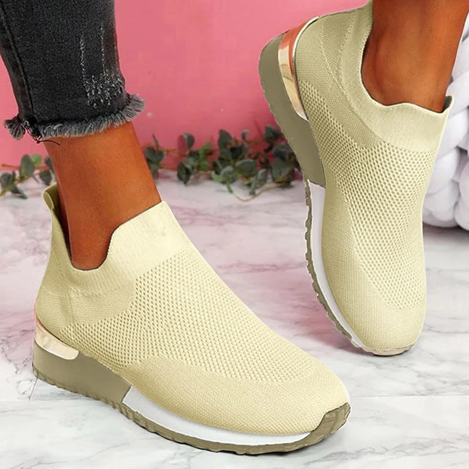 Sneakers for Women Fashion Tennis Shoes Womens Shoe Orange Tennis Shoes Summer Loafers for Women Walking Sneakers for Women with Arch Support