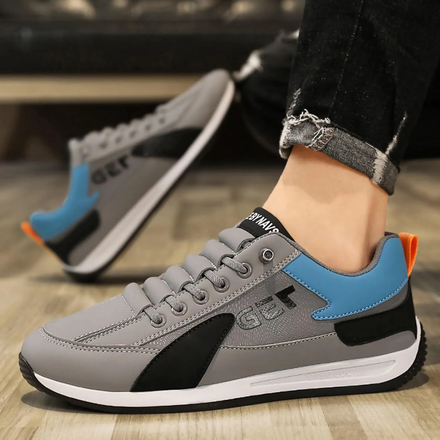 Sports Shoes Spring New Foreign Trade Men's Lace Up Running Fashion Shoes Cooled Men