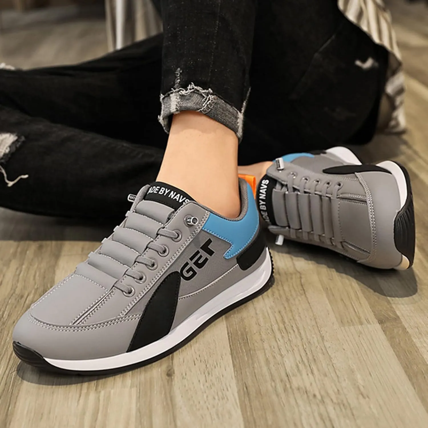 Sports Shoes Spring New Foreign Trade Men's Lace Up Running Fashion Shoes Cooled Men