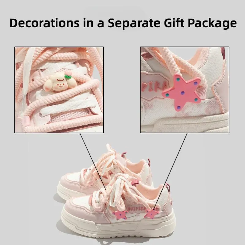 Star Shoes Walking Sneakers for Women Platform White Shoes Soft Comfortable Cute Star Sheep Decor US4-8