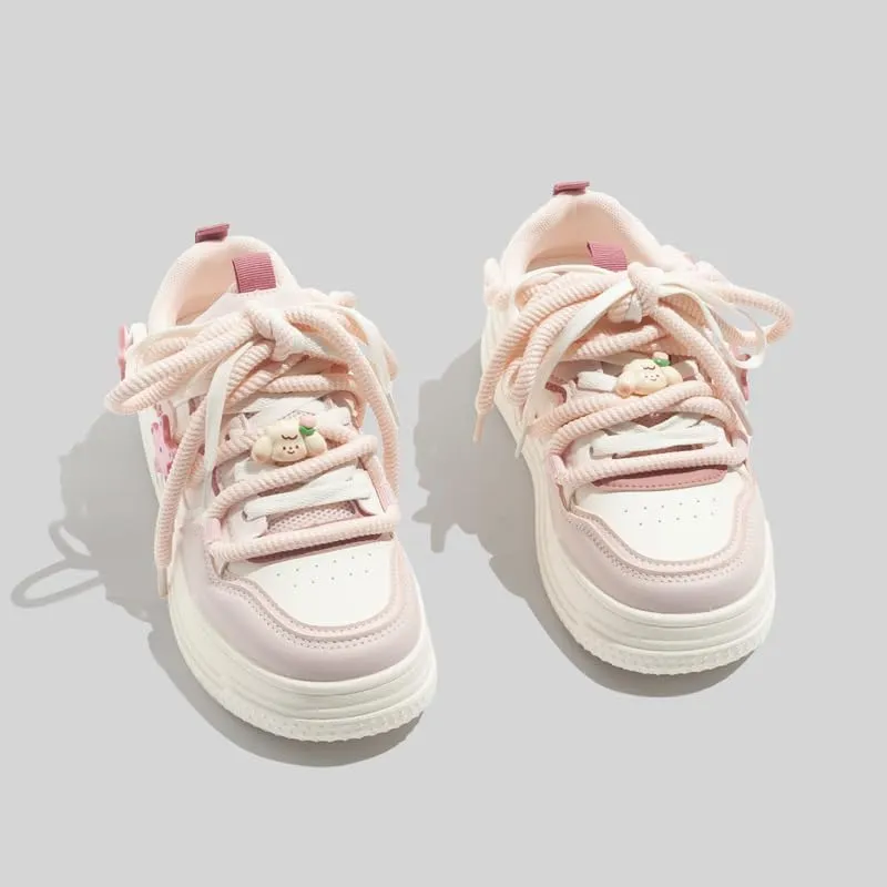 Star Shoes Walking Sneakers for Women Platform White Shoes Soft Comfortable Cute Star Sheep Decor US4-8