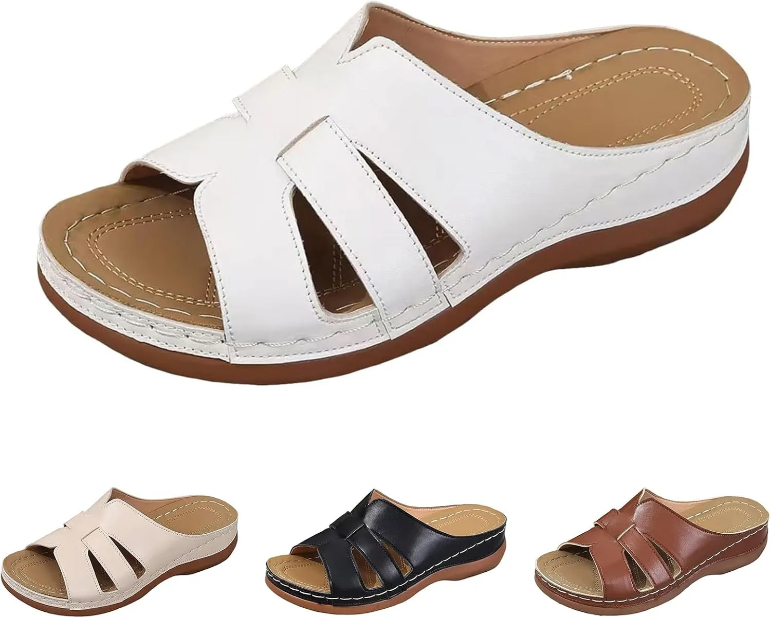 Summer Orthopedic Sandals for Women 2025 Dressy Vintage Flats Slippers Breathable Non-Slip Open Toe Sandals Walking Beach Shoes