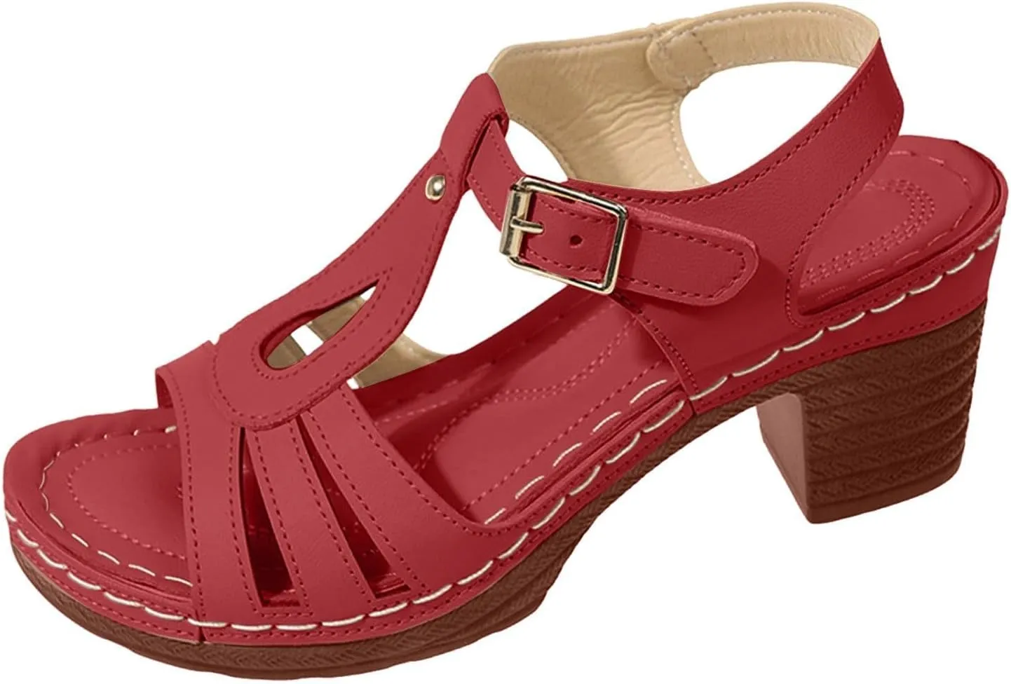 Summer Wedge Sandals for Women Comfortable Open Toe Sandals Chunky Heel Fish Mouth Platform Sandal Dressy Casual Beach Walking Shoes with Ankle Strap