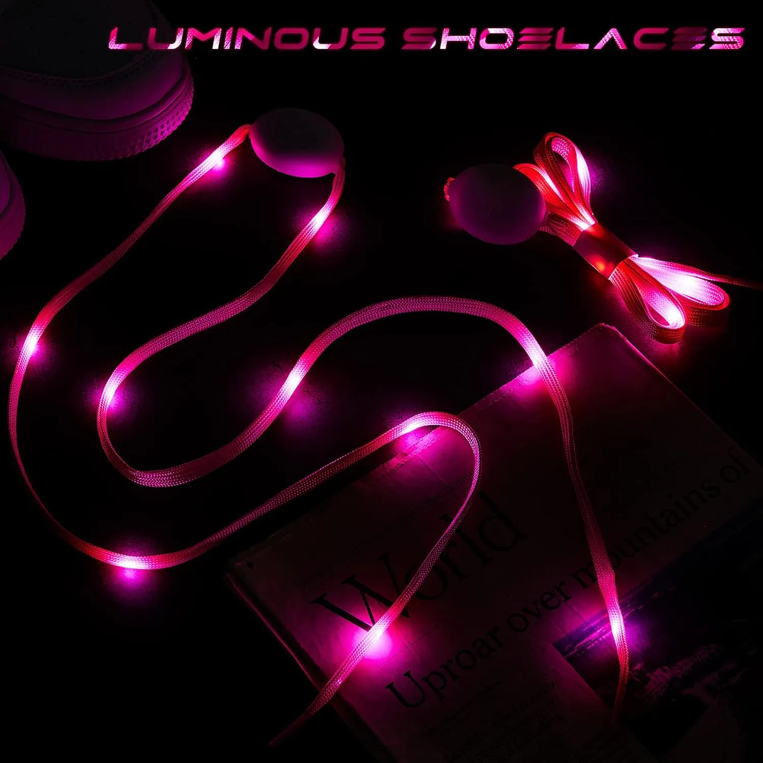 Syhood LED Light Up Shoe Laces Nylon LED Shoelaces with Flashing Shoe Laces for Party Favors Hip-hop Dancing