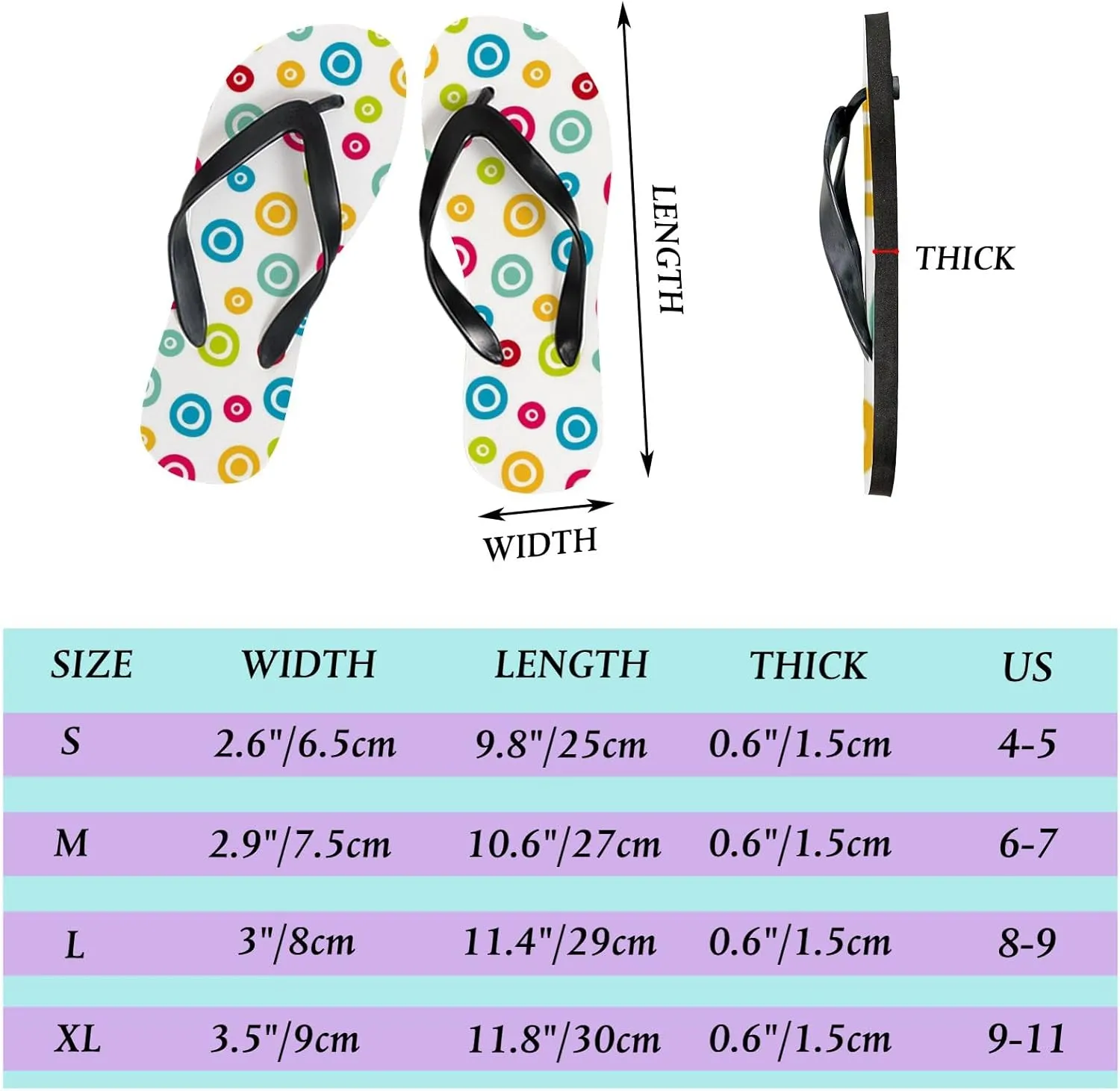 Thong Slippers Flip Flops for Women - Colorful Polka Dot Casual Flat Slide Beach Slippers Sandals Shower Shoes