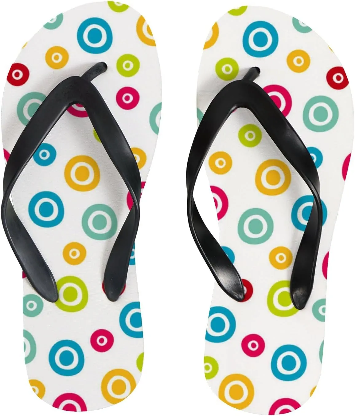 Thong Slippers Flip Flops for Women - Colorful Polka Dot Casual Flat Slide Beach Slippers Sandals Shower Shoes