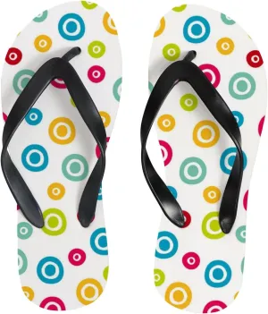 Thong Slippers Flip Flops for Women - Colorful Polka Dot Casual Flat Slide Beach Slippers Sandals Shower Shoes