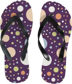 Thong Slippers Flip Flops for Women - Colorful Polka Dots Casual Flat Slide Beach Slippers Sandals Shower Shoes