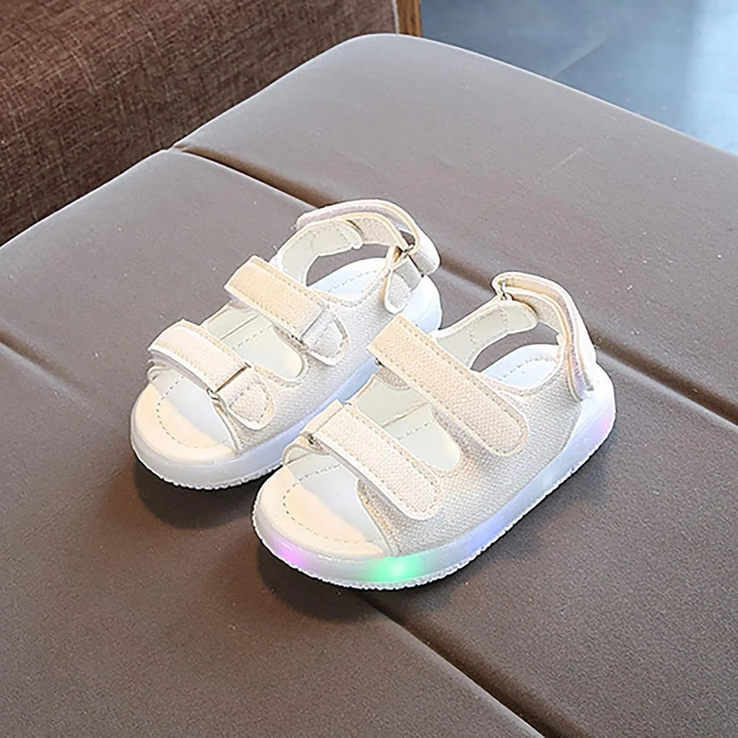 Toddler Girls Light Up Sandals, Slip On Non Slip Adjustable Strap Open Toe Beach Water Shoes, Kids Luminous Sandals