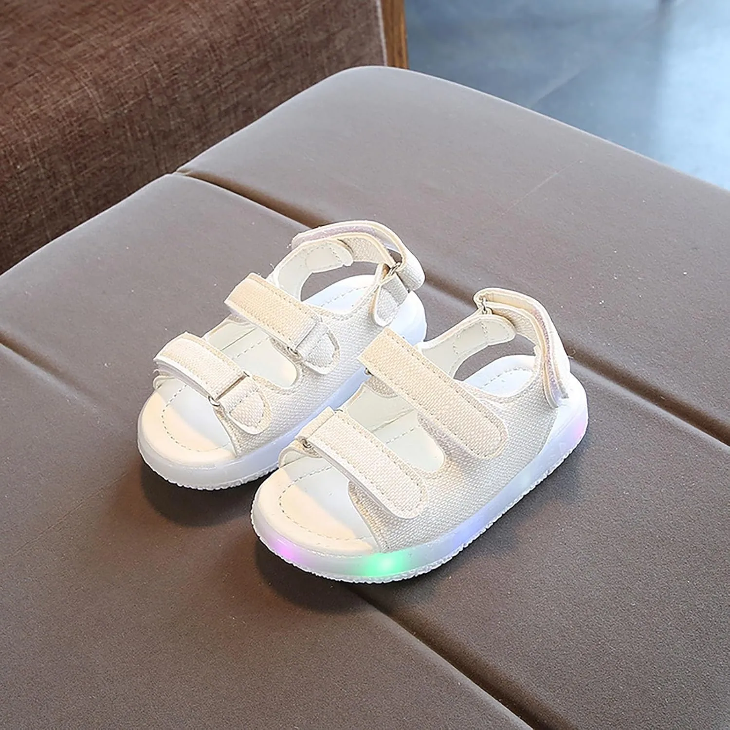 Toddler Girls Light Up Sandals, Slip On Non Slip Adjustable Strap Open Toe Beach Water Shoes, Kids Luminous Sandals
