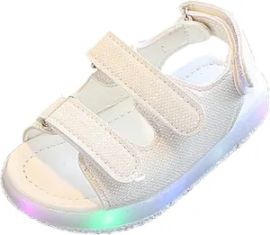 Toddler Girls Light Up Sandals, Slip On Non Slip Adjustable Strap Open Toe Beach Water Shoes, Kids Luminous Sandals