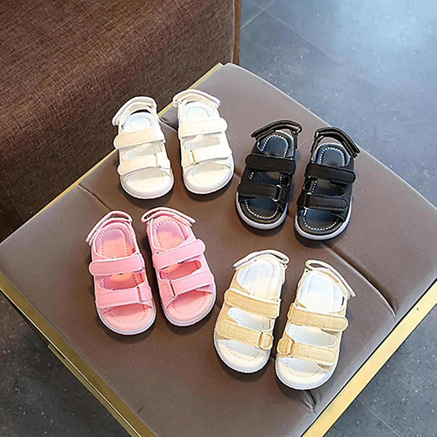 Toddler Girls Light Up Sandals, Slip On Non Slip Adjustable Strap Open Toe Beach Water Shoes, Kids Luminous Sandals