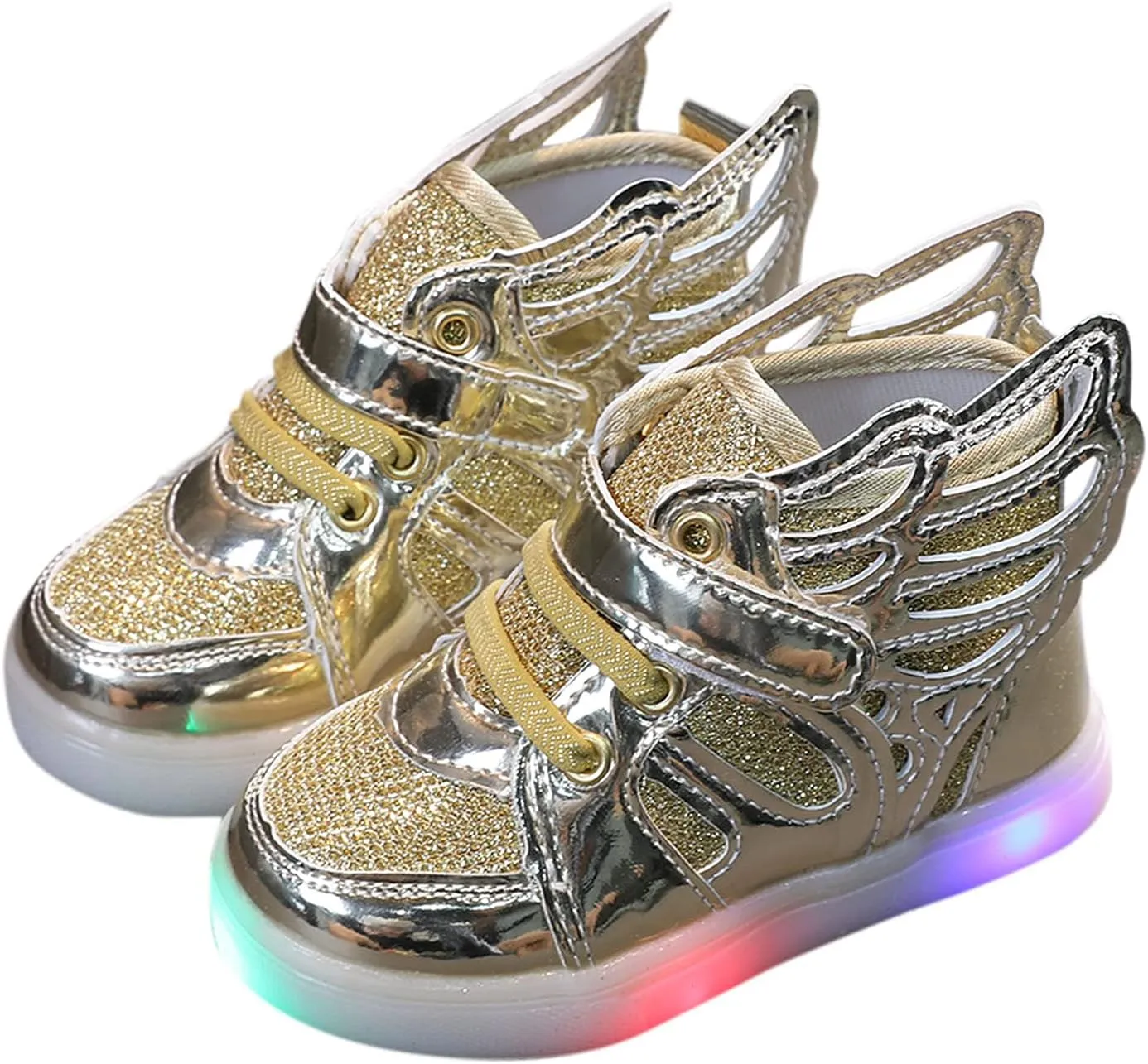 Toddler Glitter Light Up Sneaker Baby Boys Girls Open Toe Soft Sole Non Slip Led Sport Shoes Lightweight Cozy Shoes