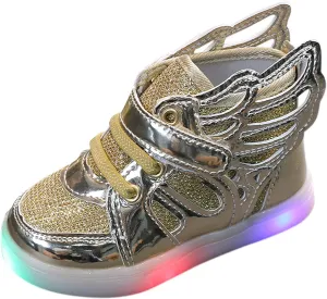 Toddler Glitter Light Up Sneaker Baby Boys Girls Open Toe Soft Sole Non Slip Led Sport Shoes Lightweight Cozy Shoes