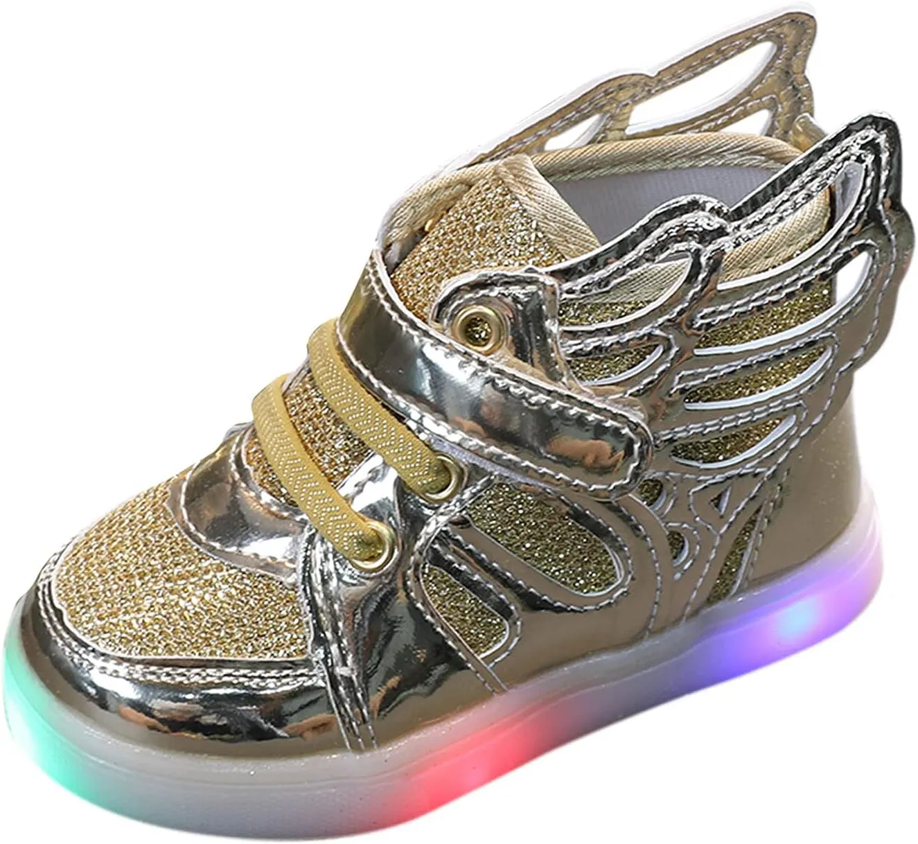 Toddler Glitter Light Up Sneaker Baby Boys Girls Open Toe Soft Sole Non Slip Led Sport Shoes Lightweight Cozy Shoes
