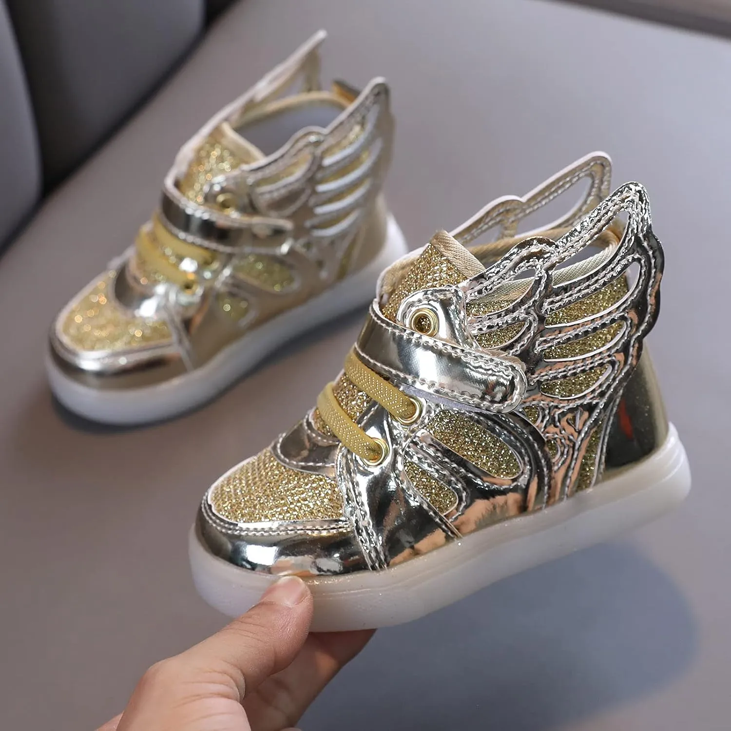 Toddler Glitter Light Up Sneaker Baby Boys Girls Open Toe Soft Sole Non Slip Led Sport Shoes Lightweight Cozy Shoes