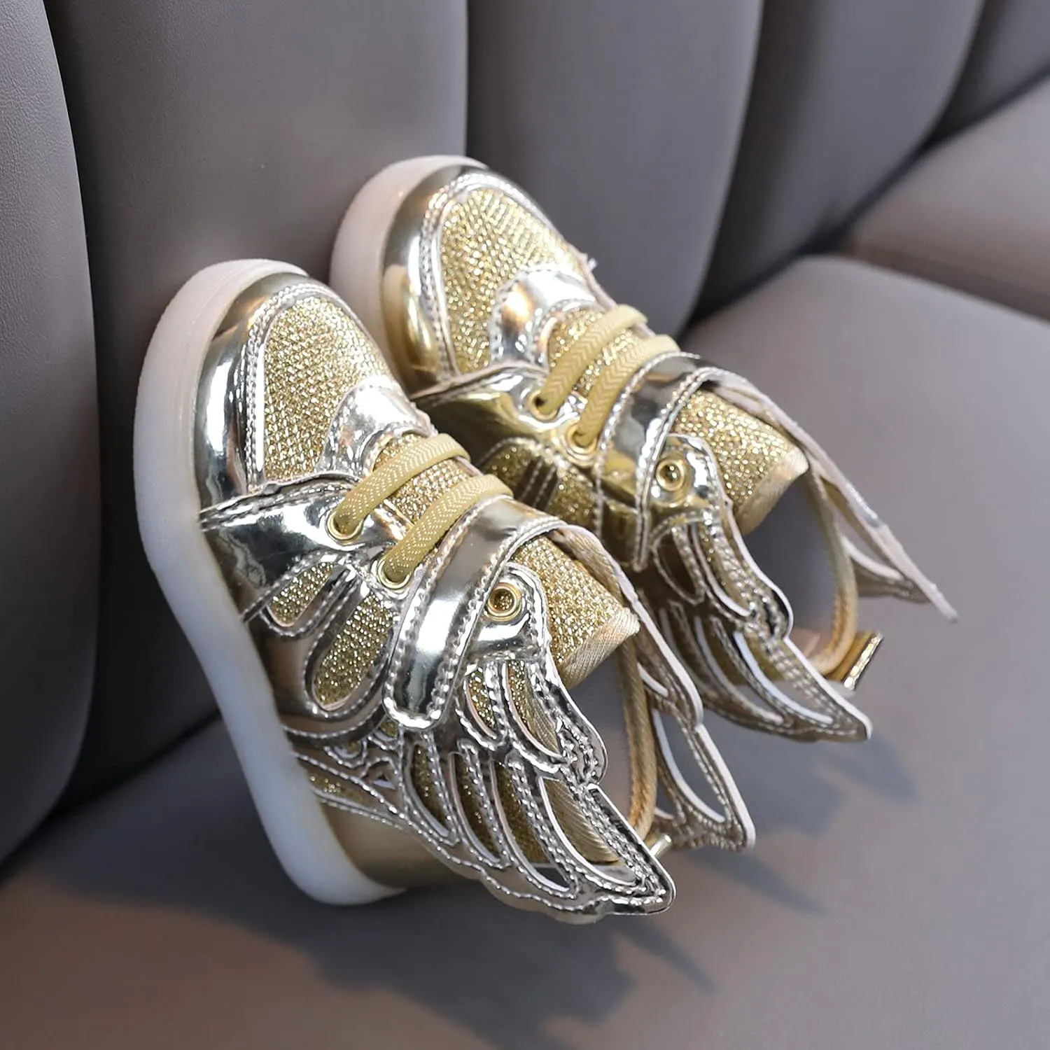 Toddler Glitter Light Up Sneaker Baby Boys Girls Open Toe Soft Sole Non Slip Led Sport Shoes Lightweight Cozy Shoes
