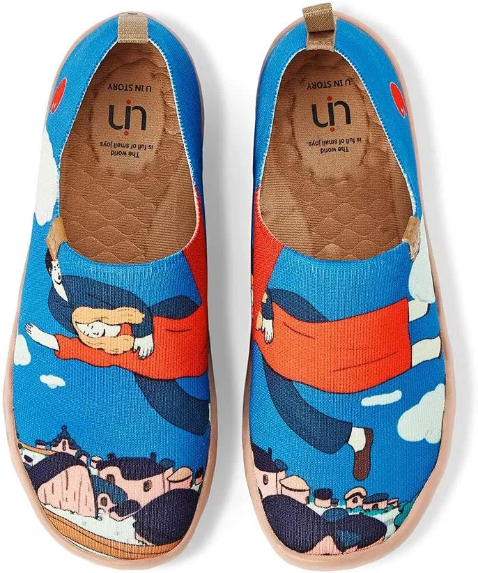 UIN Men's Loafers Lightweight Knitted Sneakers Walking Casual Slip Ons Funny Style Art Painted Travel Shoes Over The Town (9.5)