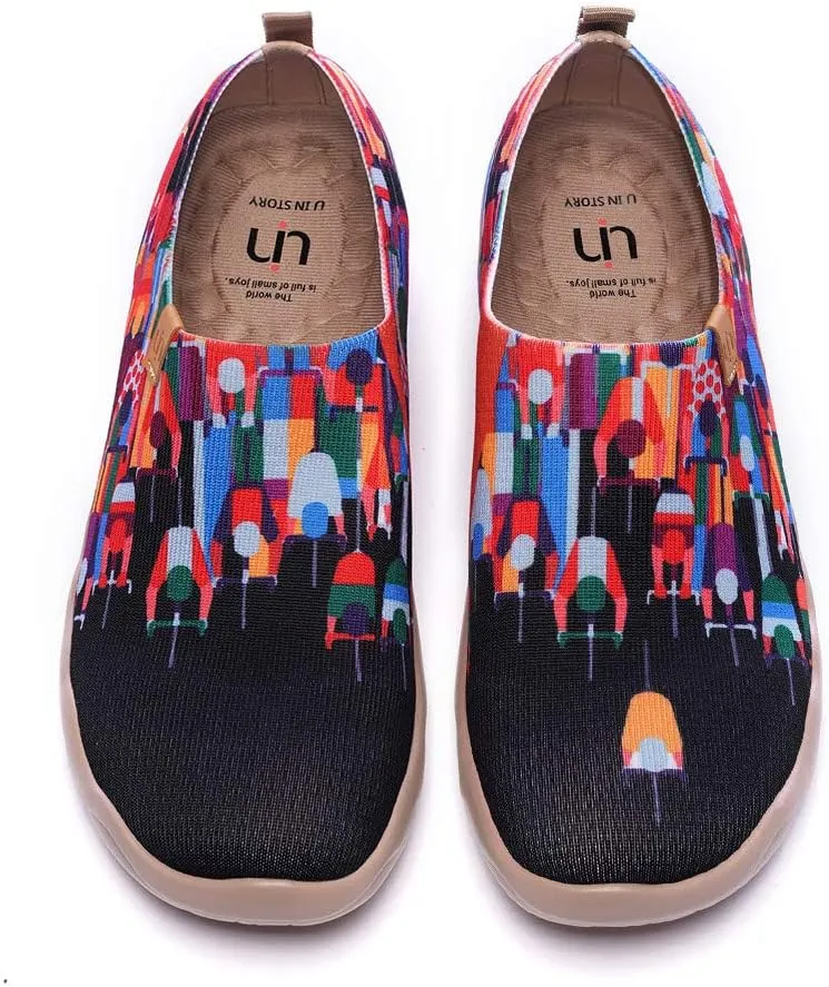 UIN Men's Loafers Lightweight Knitted Sneakers Walking Casual Slip Ons Funny Style Art Painted Travel Shoes Ride The Tide (7)