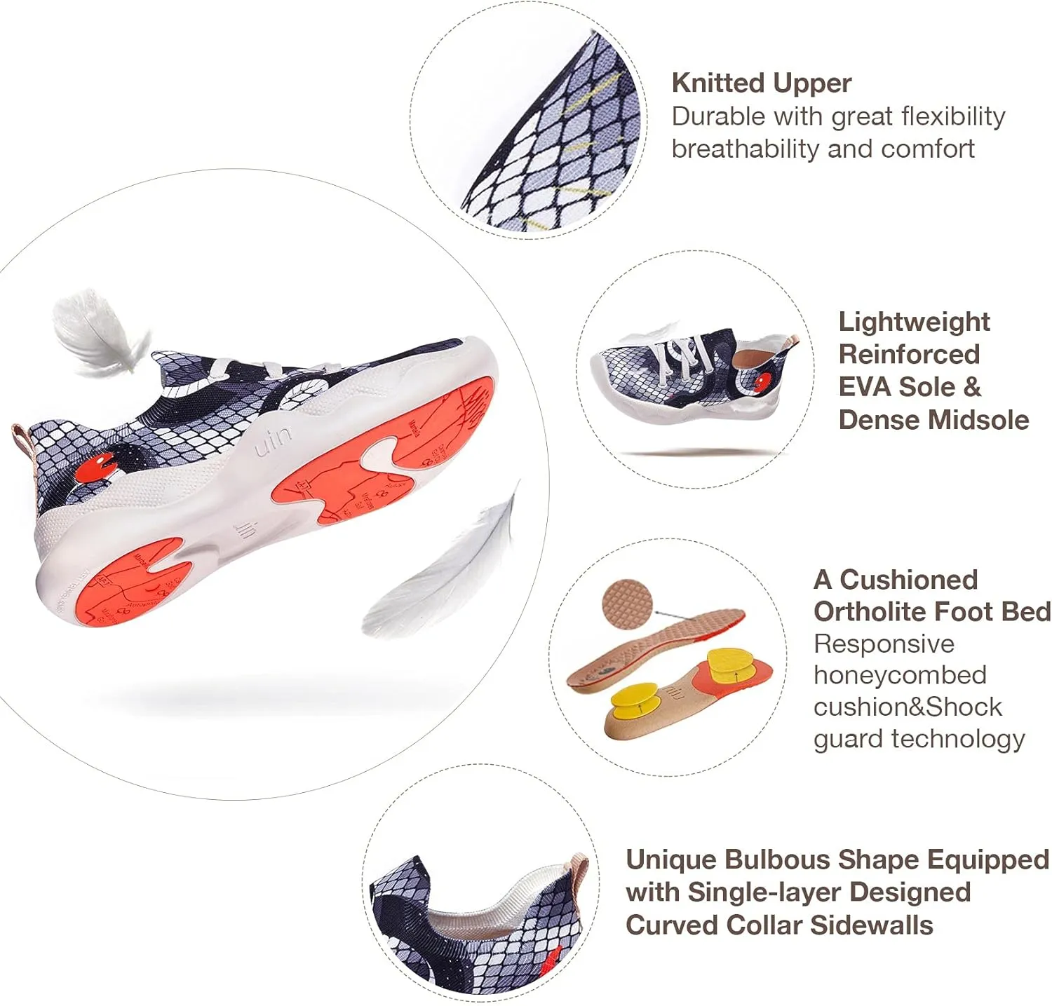 UIN Women's Fashion Sneakers Lightweight Walking Casual Slip Ons Comfortable Art Painted Athletic Travel Shoes