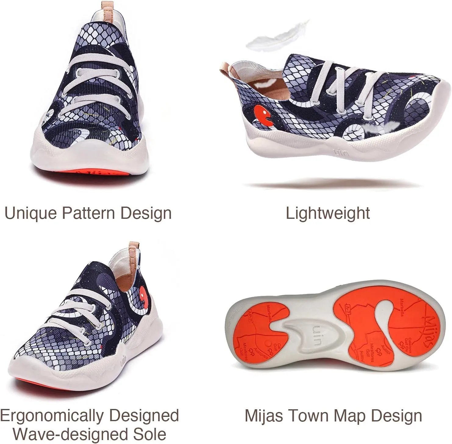 UIN Women's Fashion Sneakers Lightweight Walking Casual Slip Ons Comfortable Art Painted Athletic Travel Shoes