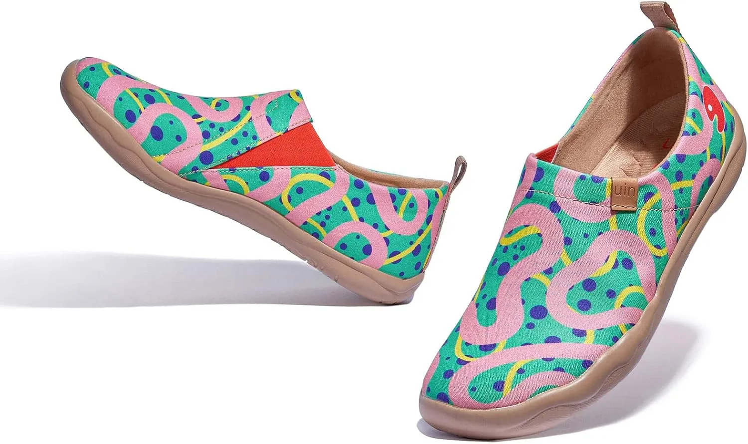 UIN Women's Slip Ons Lightweight Flats Walking Casual Loafers Travel Shoes Toledo  Color & Geometry