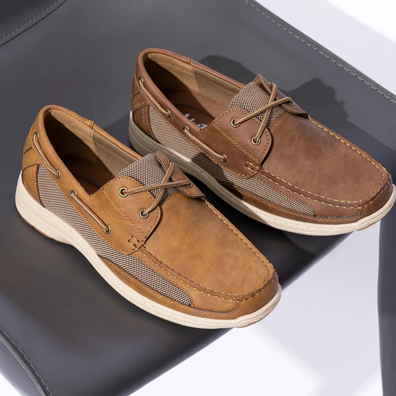 Vostey Men's Loafers & Slip-ons 3-Eye Boat Shoes Men Comfortable Casual Loafers for Men