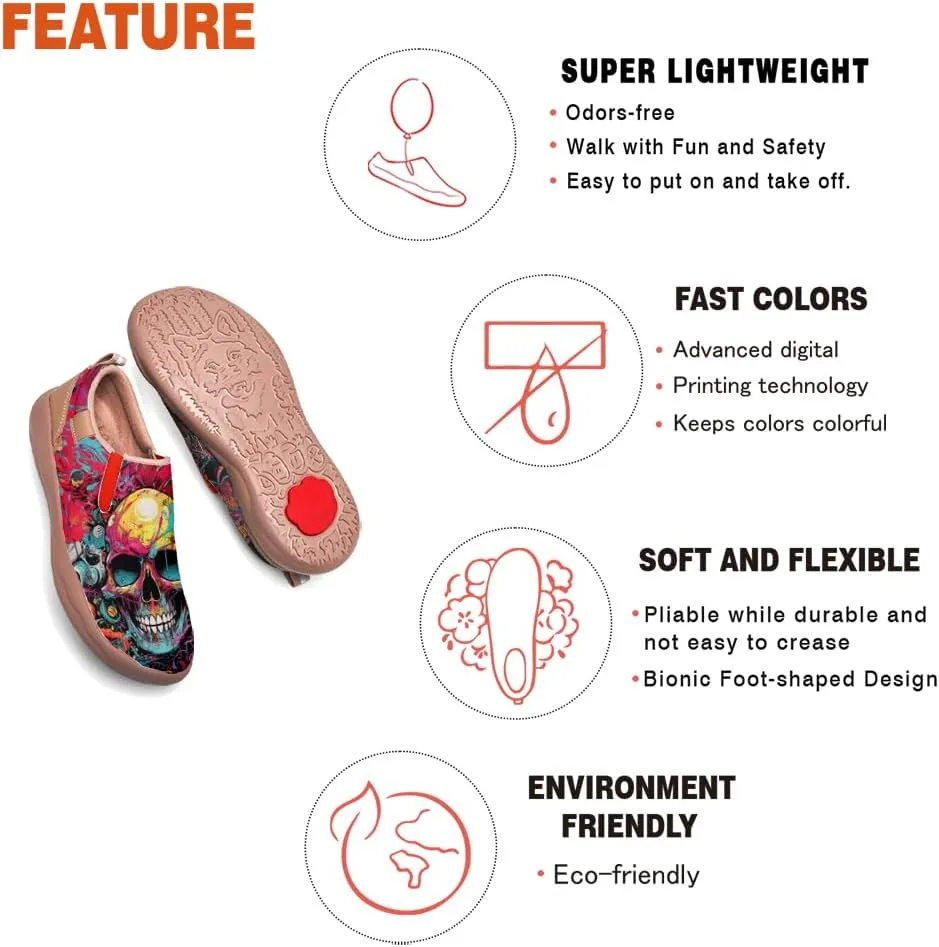 Walking Casual Loafers for Men Slip Ons Leather Shoes Lightweight Comfortable Art Painted Travel Sneaker