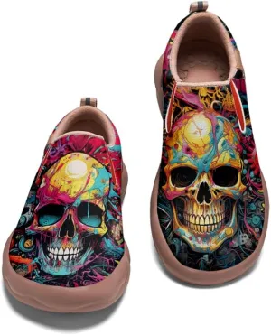 Walking Casual Loafers for Men Slip Ons Leather Shoes Lightweight Comfortable Art Painted Travel Sneaker