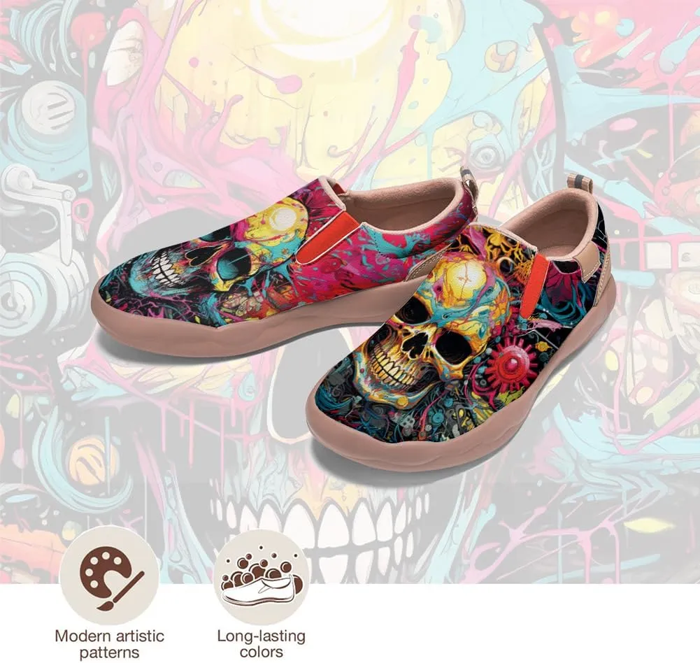 Walking Casual Loafers for Men Slip Ons Leather Shoes Lightweight Comfortable Art Painted Travel Sneaker