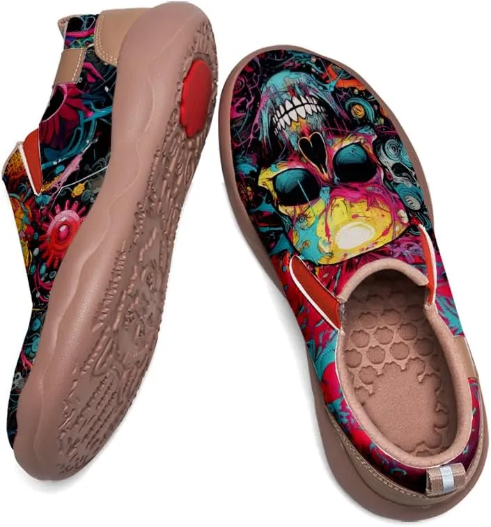 Walking Casual Loafers for Men Slip Ons Leather Shoes Lightweight Comfortable Art Painted Travel Sneaker