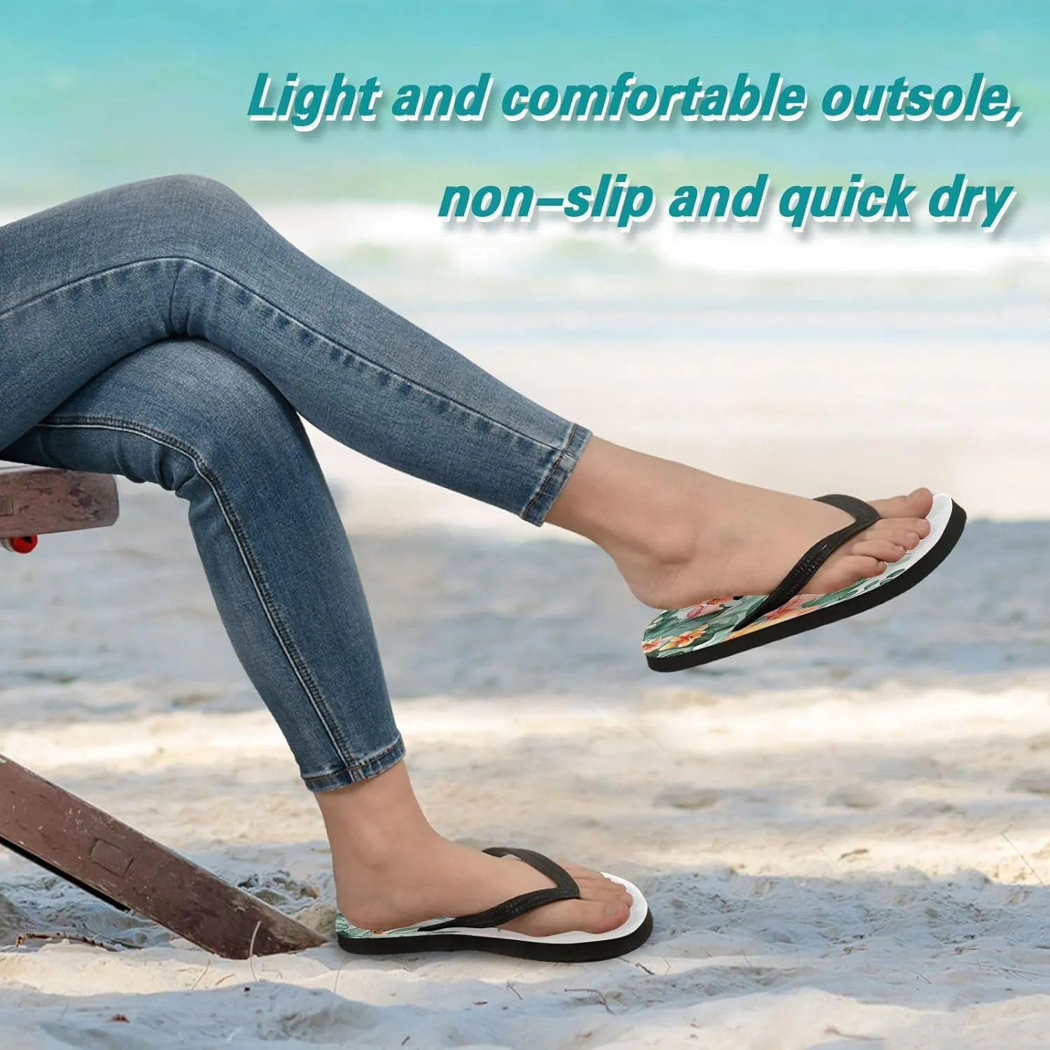 Watercolor Flowers Flip Flop Sandal Men's and Women's Summer Sandal | Beach & Water Shoes670