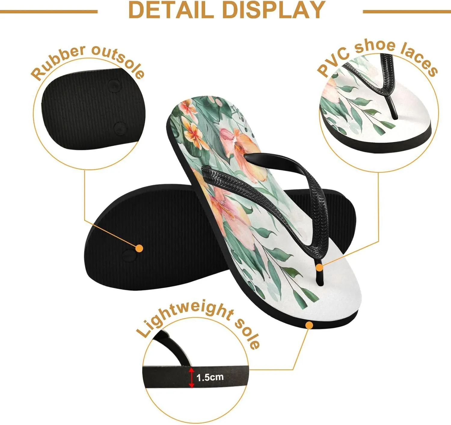 Watercolor Flowers Flip Flop Sandal Men's and Women's Summer Sandal | Beach & Water Shoes670