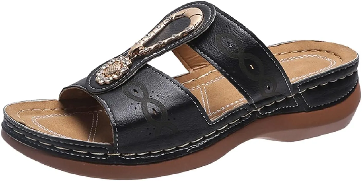 Wedge Sandals for Women Dressy Summer Arch Support Orthopedic Sandals Non Slip Comfortable Walking Slides Beach Shoes