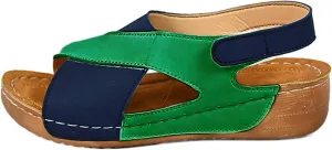 Wedge Sandals for Women Platform Open Toe Orthopedic Sandals Summer Arch Support Wedge Sandals Color Block Beach Wedge Sandals Casual Dressy Shoes