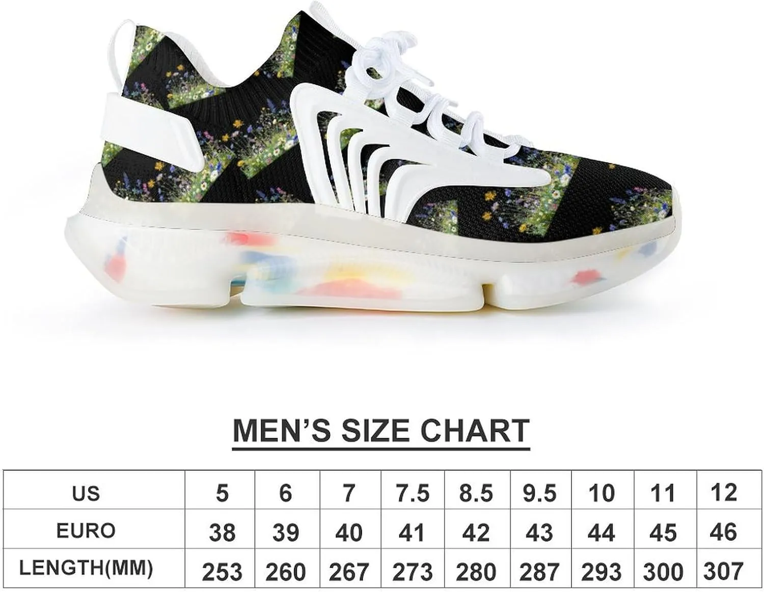 Wild Summer Flower Blooming Men's Running Shoes Lightweight Walking Shoe Breathable Sneaker