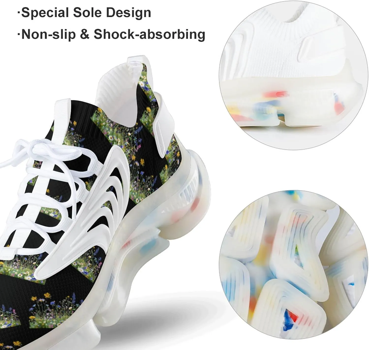 Wild Summer Flower Blooming Men's Running Shoes Lightweight Walking Shoe Breathable Sneaker