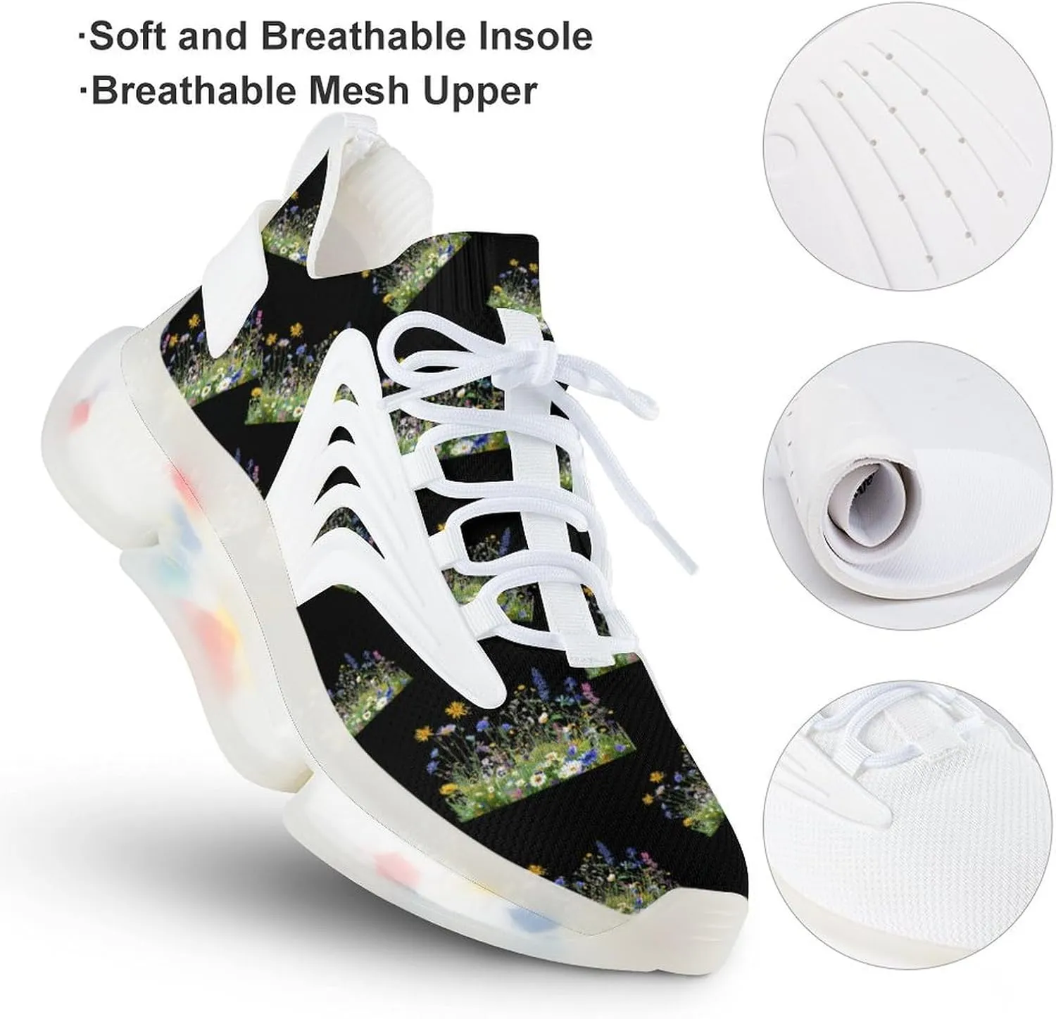 Wild Summer Flower Blooming Men's Running Shoes Lightweight Walking Shoe Breathable Sneaker