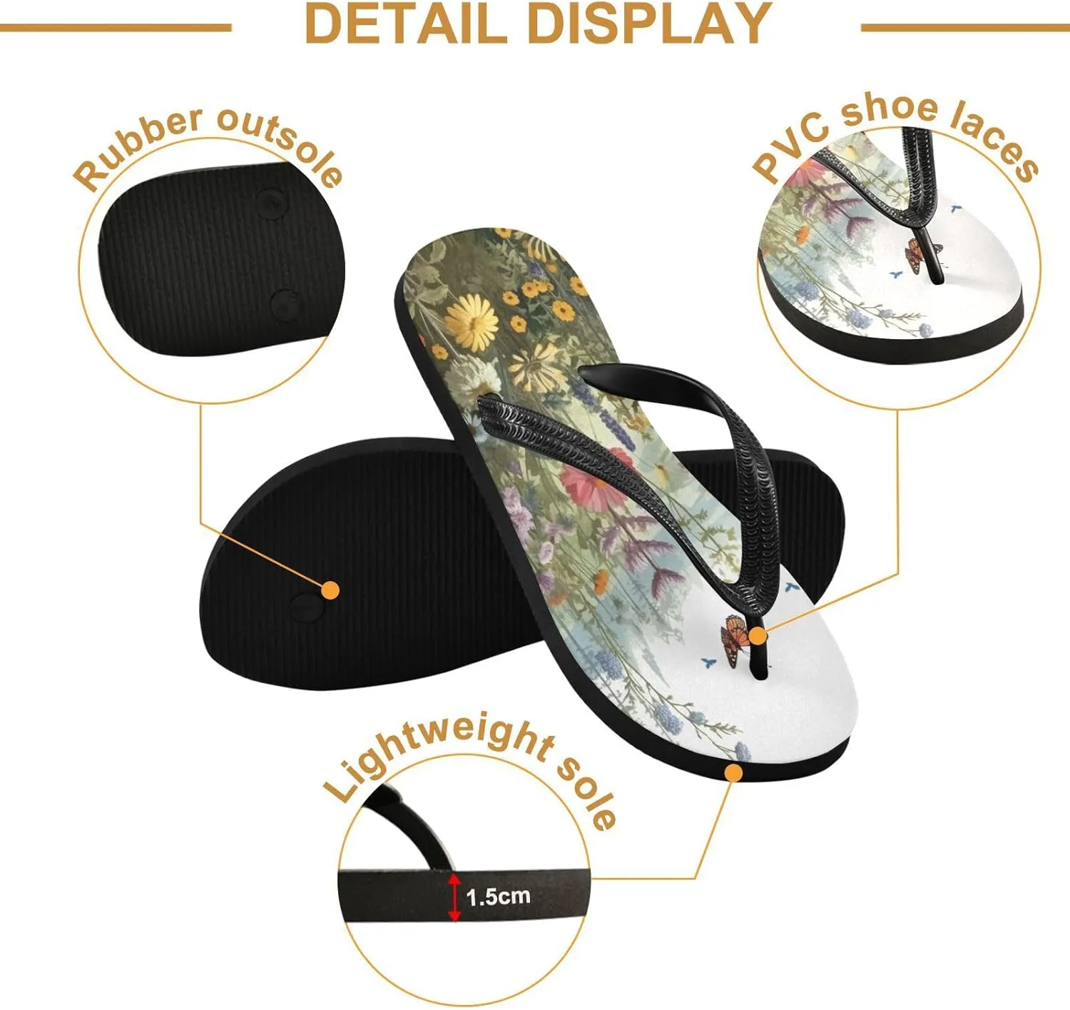 Wildflowers Butterfly Flip Flop Sandal Men's and Women's Summer Sandal | Beach & Water Shoes169