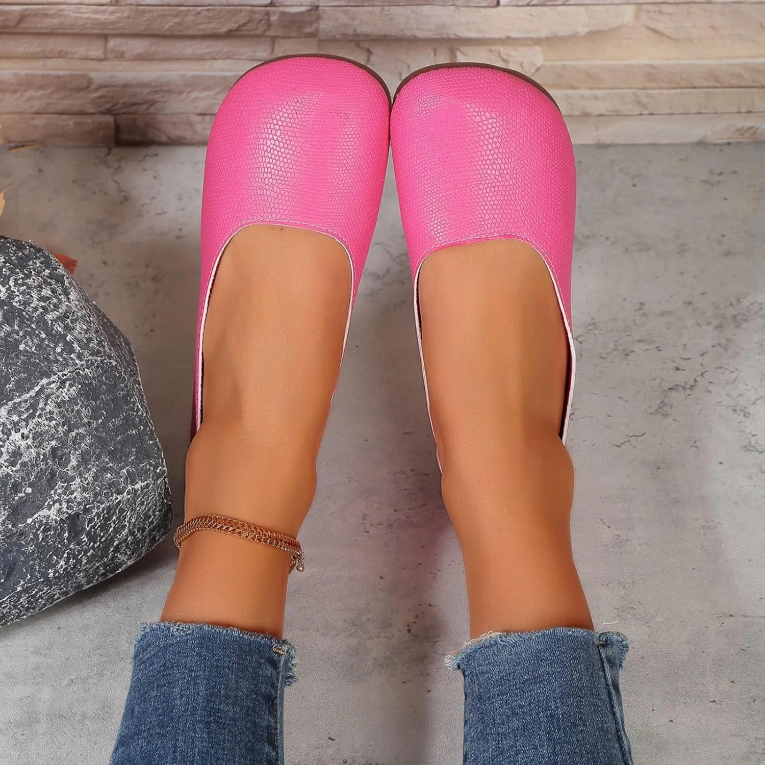 Women Flat Shoes Comfortable Round Toe Slip on Flats Summer Dressy Work Shoe Casual Ladies Wedding Walking Shoes Cute Penny Loafer Slip On Ballet Flat