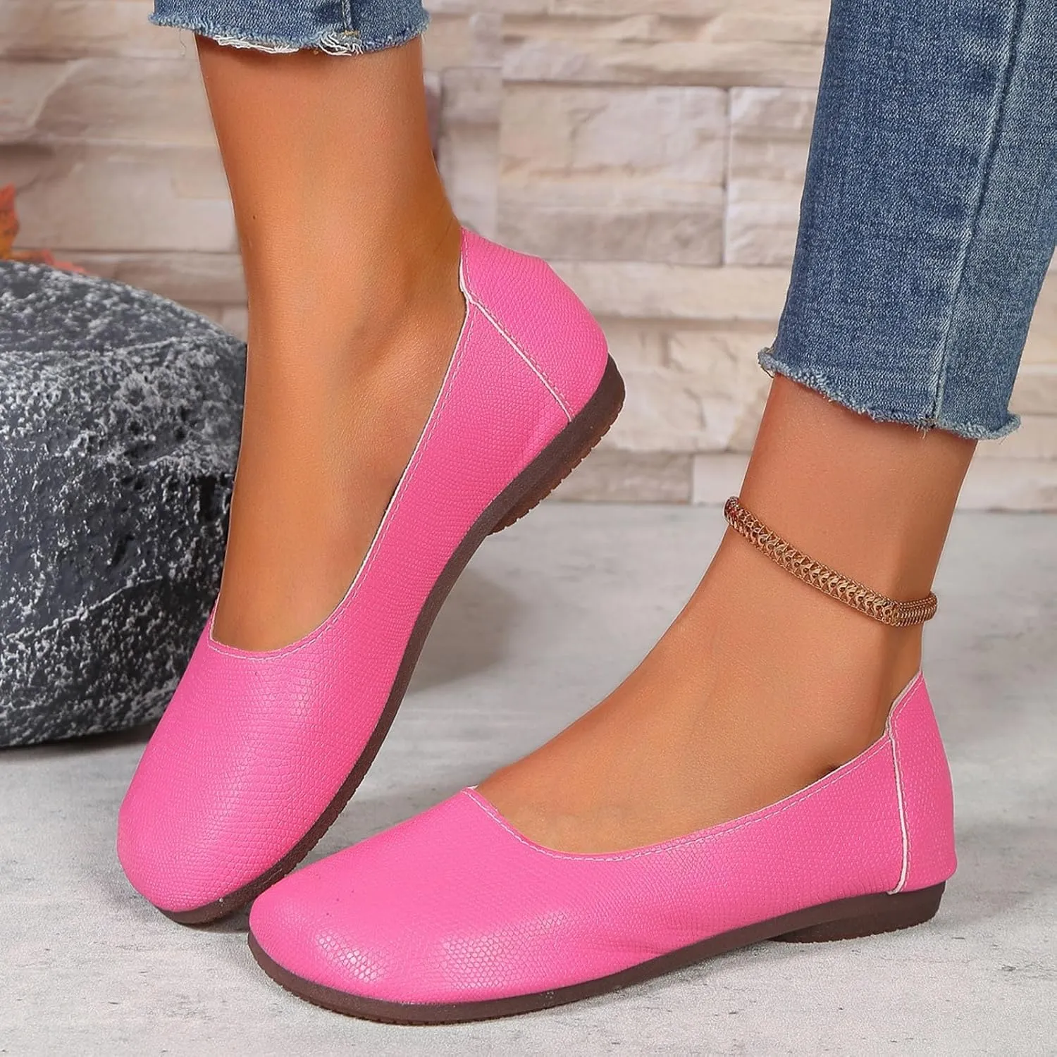 Women Flat Shoes Comfortable Round Toe Slip on Flats Summer Dressy Work Shoe Casual Ladies Wedding Walking Shoes Cute Penny Loafer Slip On Ballet Flat
