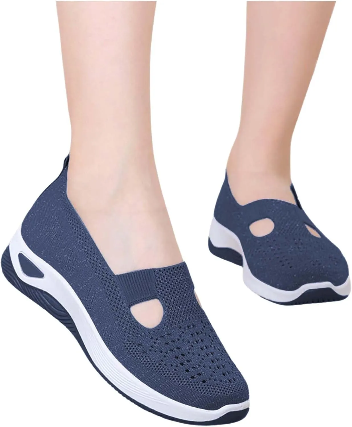 Women Walking Shoes Sock Sneakers Slip-On Breath Non Slip Work Shoes Women Wide Ladies Casual Shoes Black Sneakers Red Tennis Shoe Loafers Dress Shoe